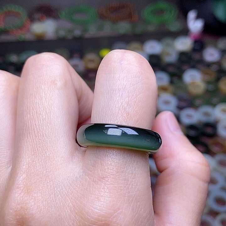 和田玉未镶嵌戒指17.6收藏黑猫