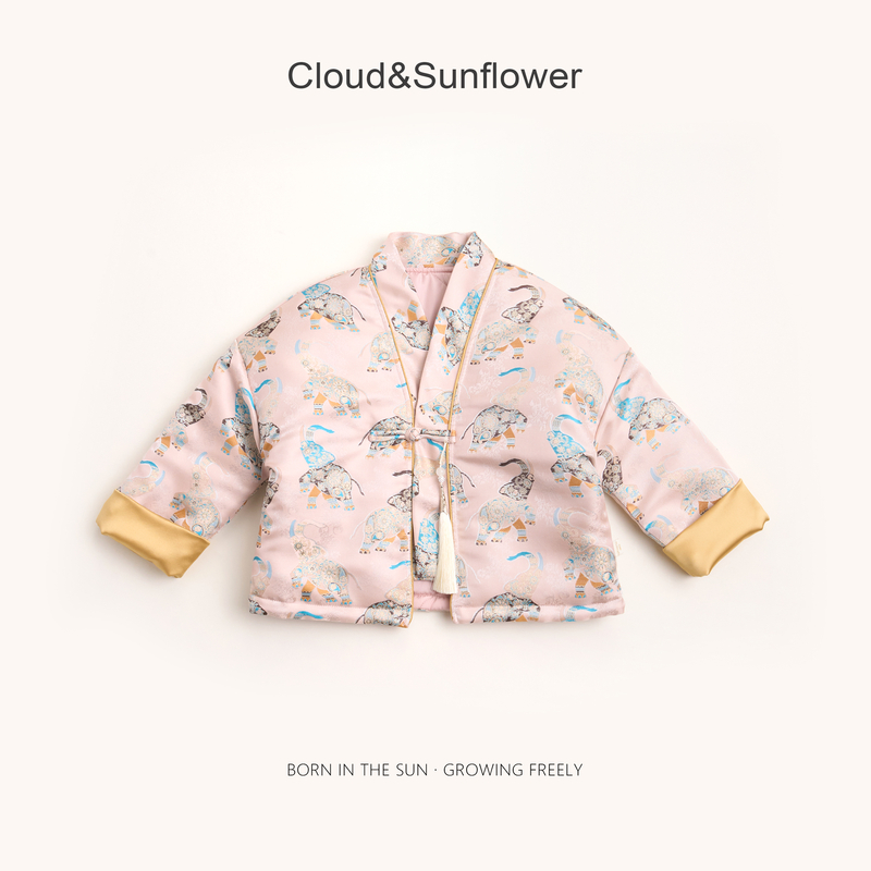 【云朵小葵】女童冬季新款满印大象中国风休闲外套1114705