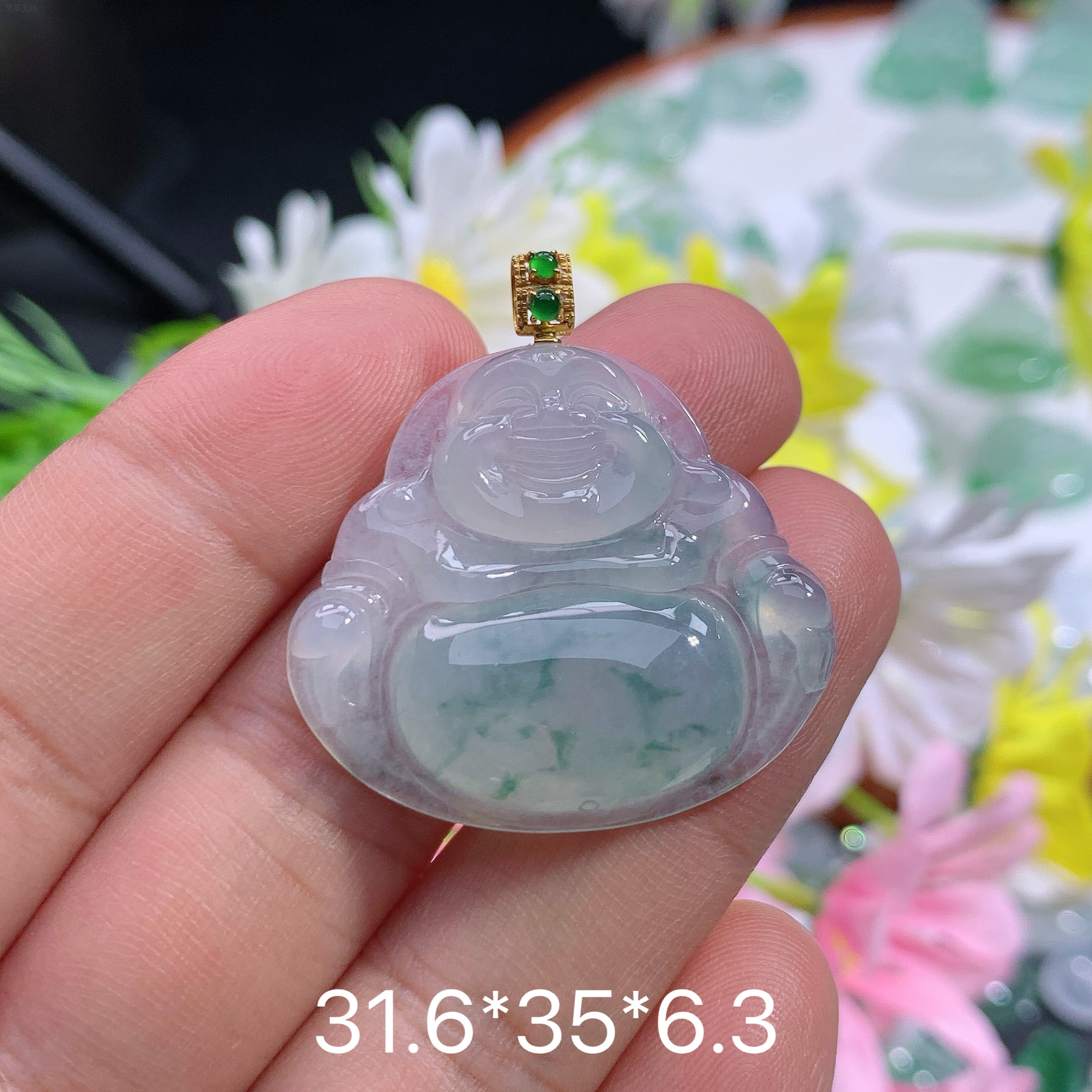 缅甸翡翠A货冰种飘花佛公海精致上等翡翠珠宝首饰精致时尚女士玉