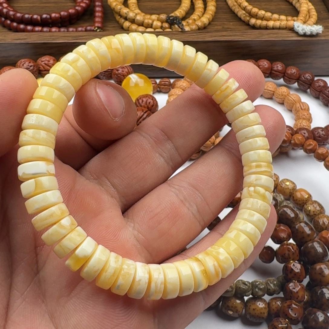 琥珀未镶嵌手链蜜蜡琥珀单圈手串