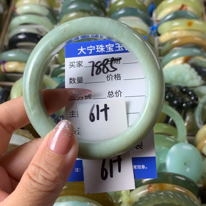 未镶嵌蛇纹石玉手镯7885