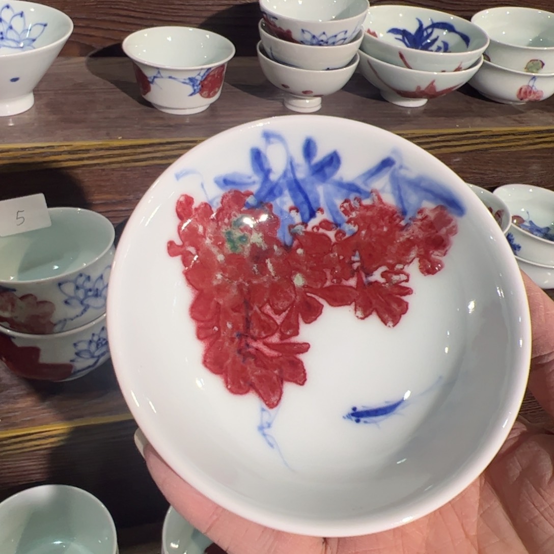 杯原矿青花釉里红瓷器