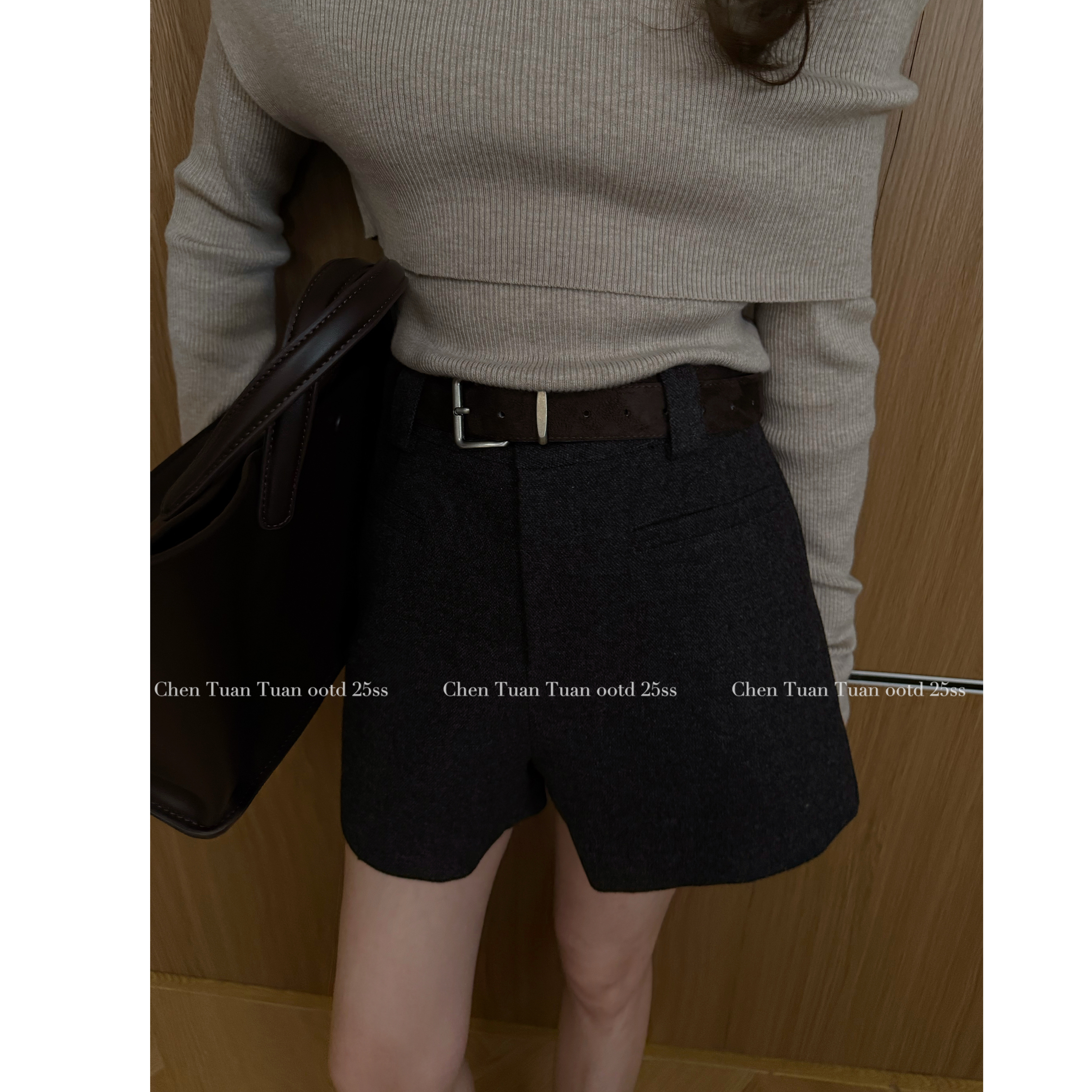 【TUAN】"外滩周刊"通勤轻装风有厚款毛呢百搭高腰短裤9F253