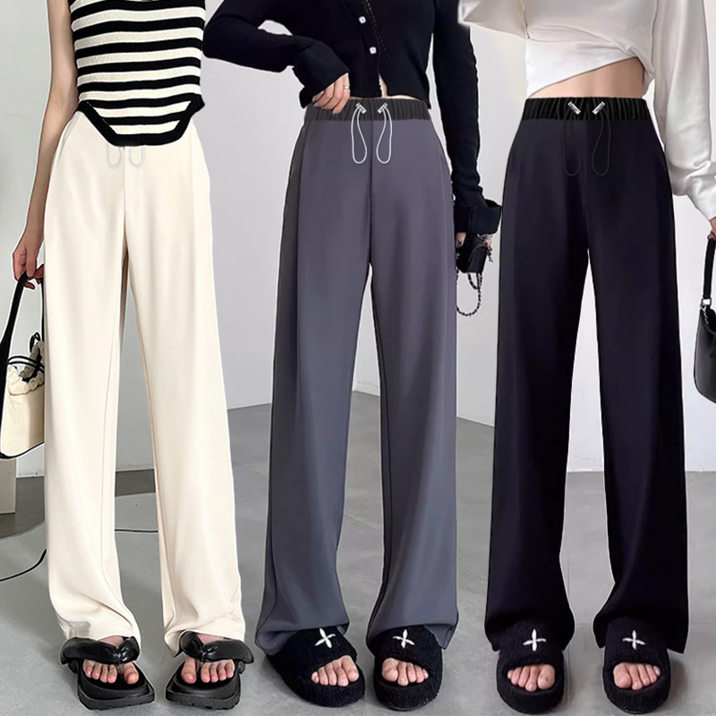 孕妇西裤春夏外穿2025新款抽绳直筒裤休闲宽松窄版显瘦阔腿裤薄款