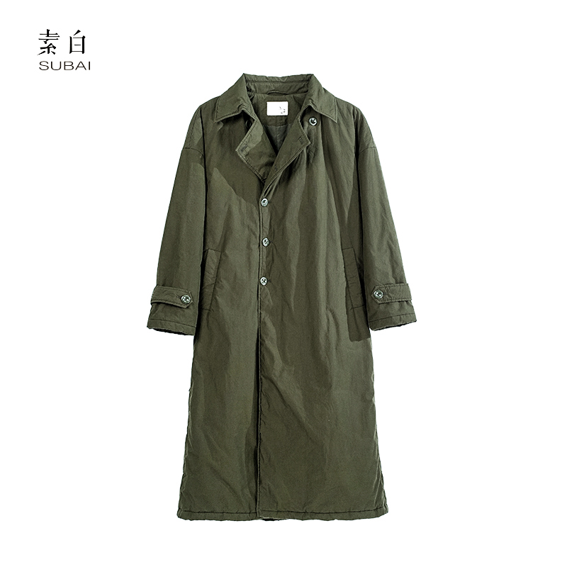 素白加厚时尚【一匹马】F01937设计款特色简约百搭风衣棉服