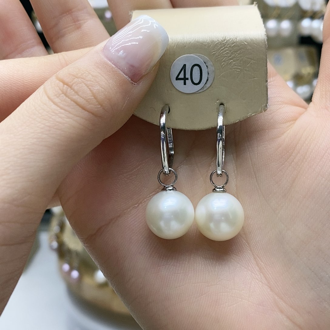 淡水珍珠耳饰银S925镶嵌꧁***এ