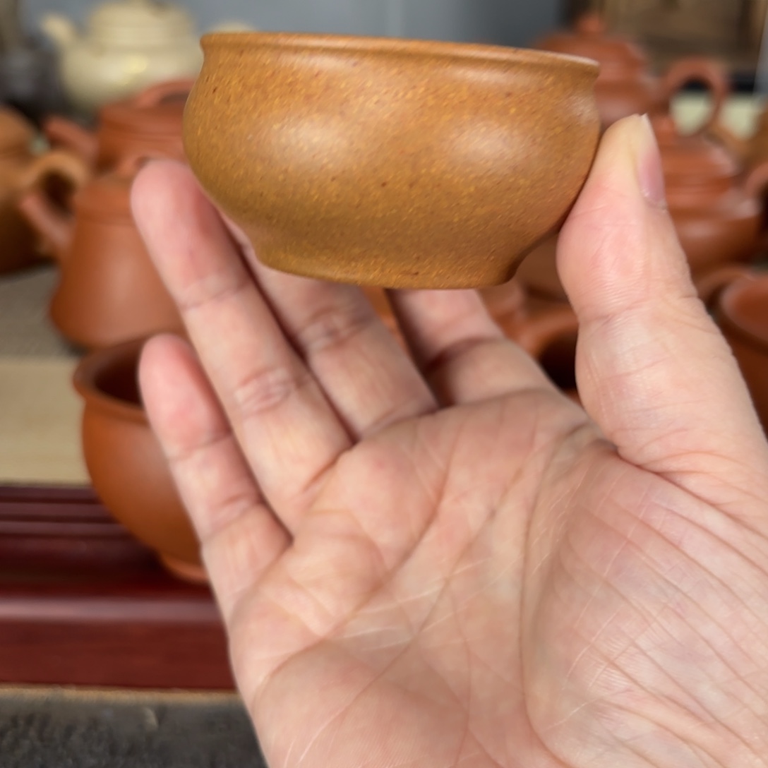 紫砂茶壶梨皮黄段仿古杯