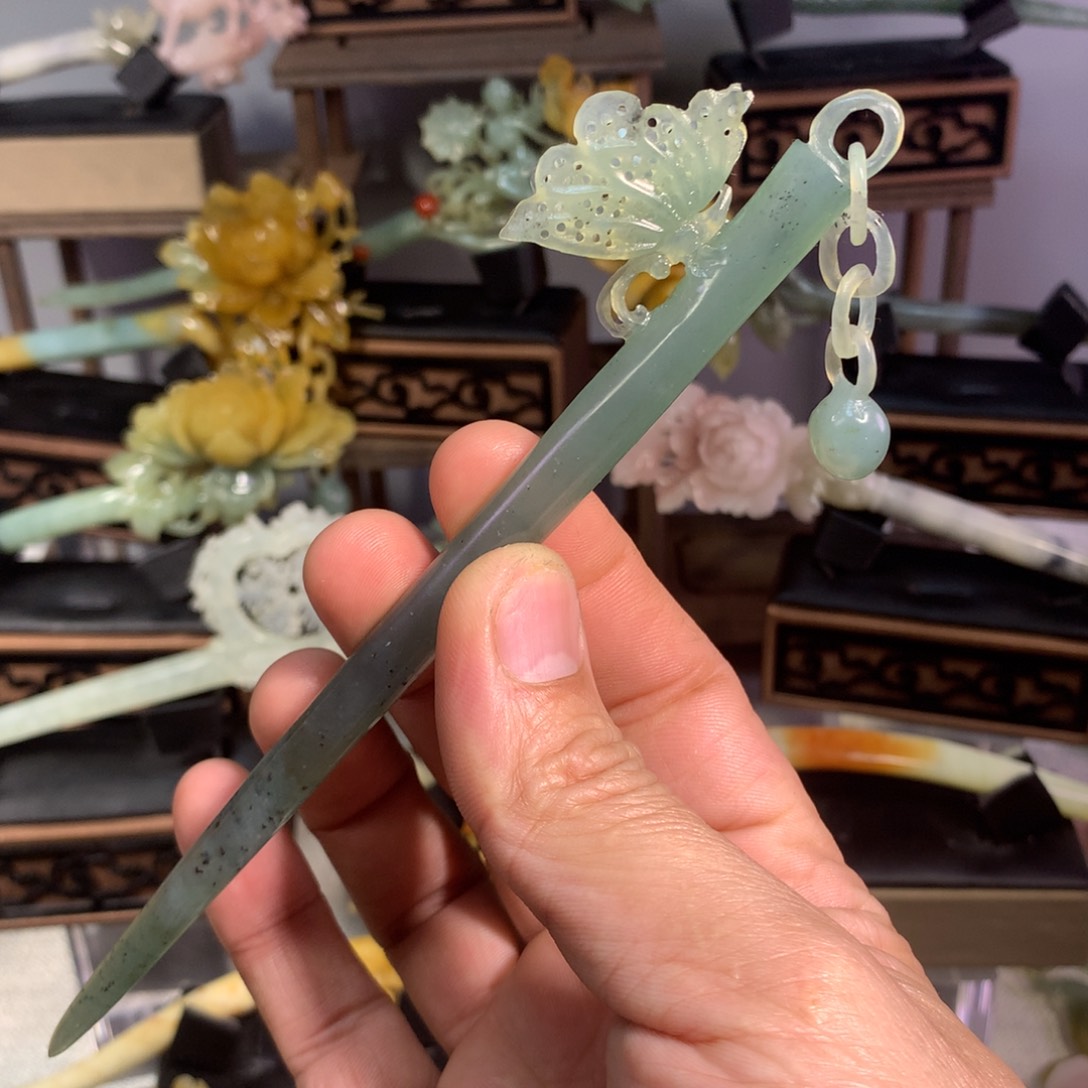 岫玉玉雕发簪未镶嵌