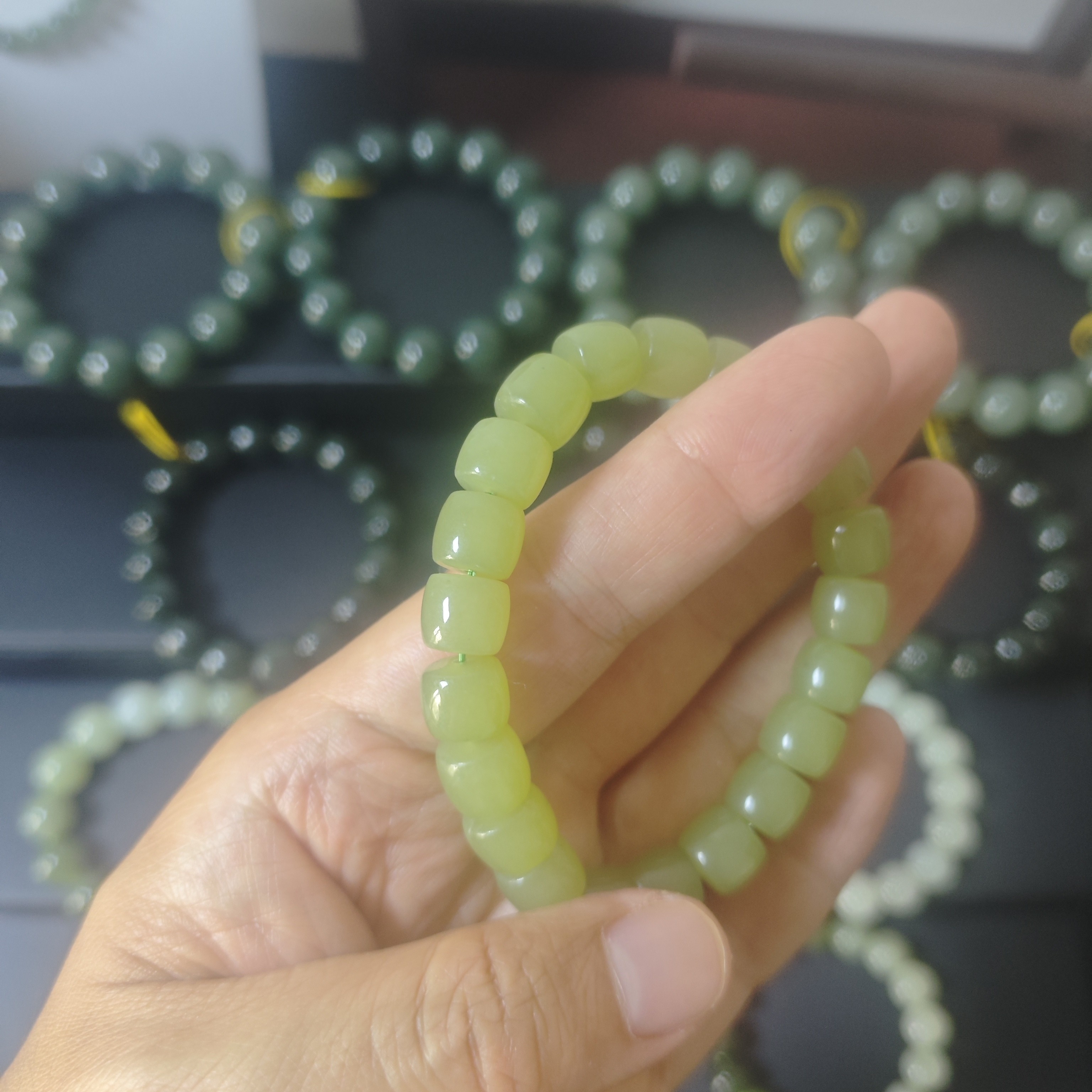 青海玉和田玉手串切珠卡10
