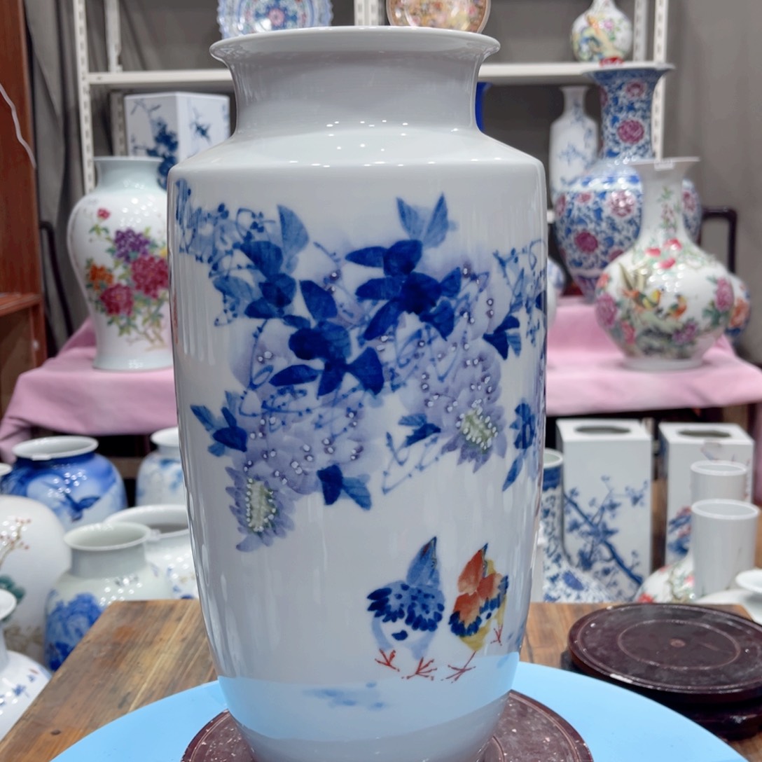 摆件景德镇陶瓷冬瓜瓶