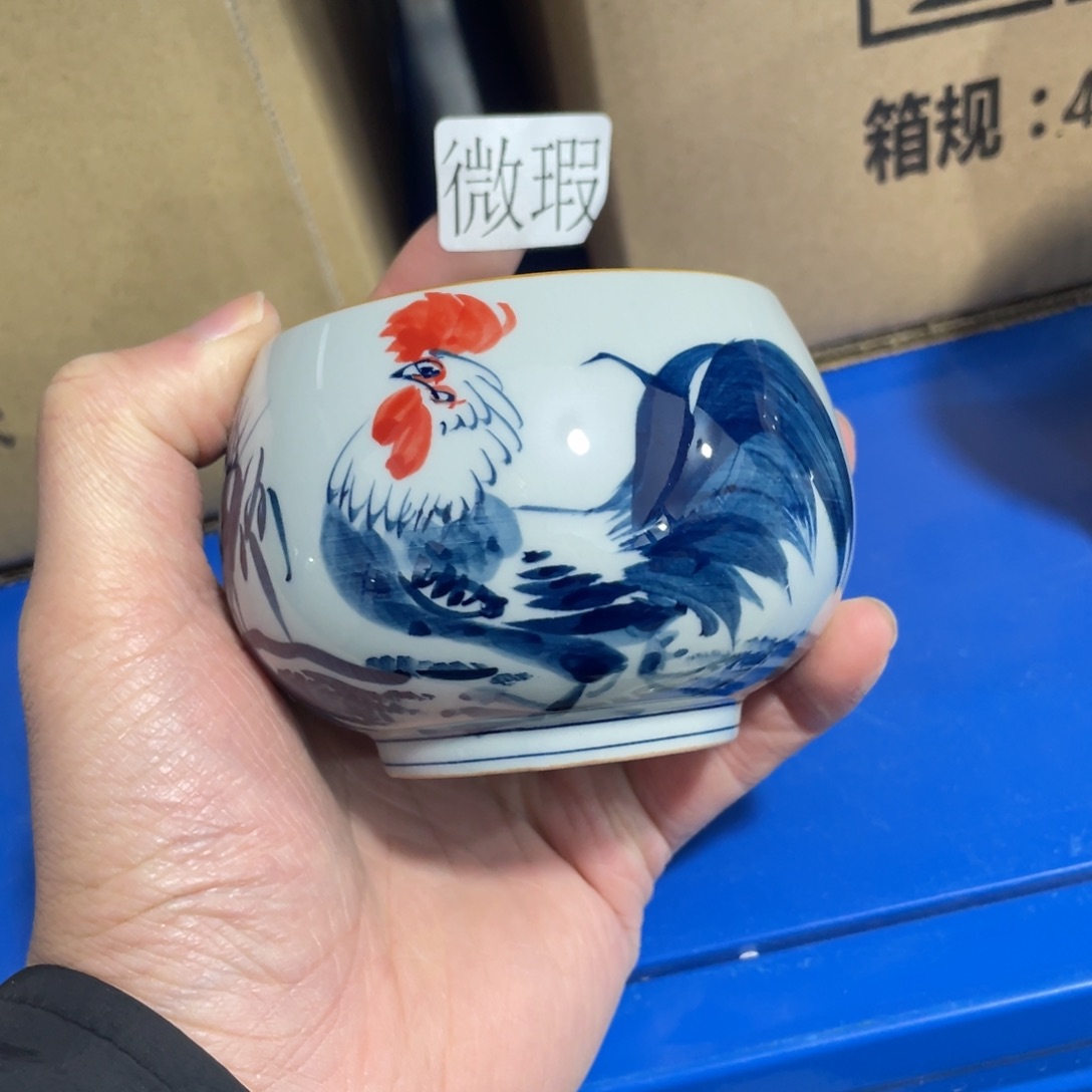 釉下手绘茶具微瑕