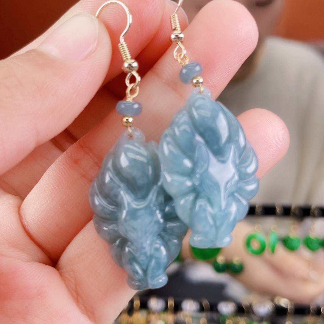 翡翠未镶嵌耳饰饰品