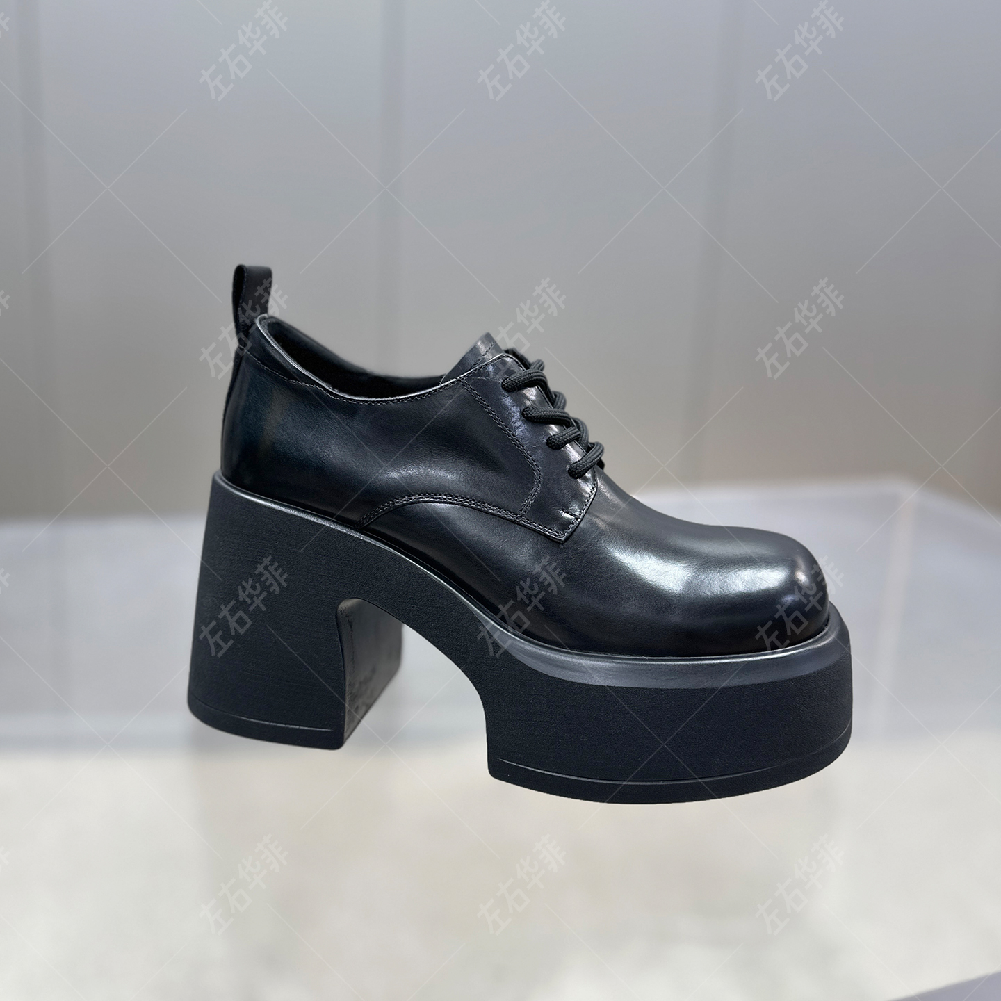 【左右华菲】9cm欧货胎牛皮时尚厚底乐福鞋子女款爆款2025新款单鞋