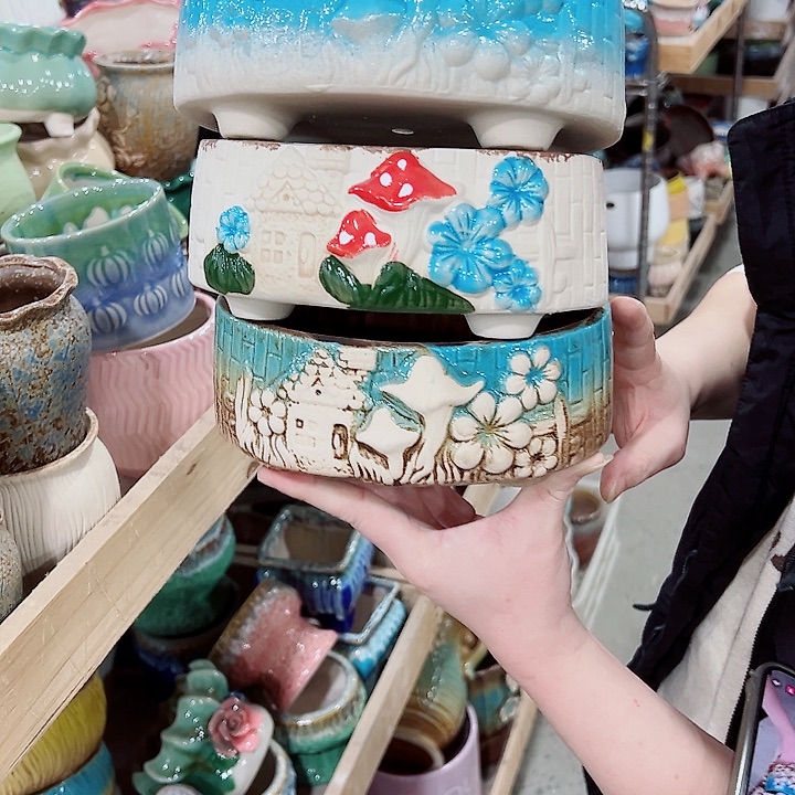 有孔，凑单福利满10元发货陶瓷多肉花盆！