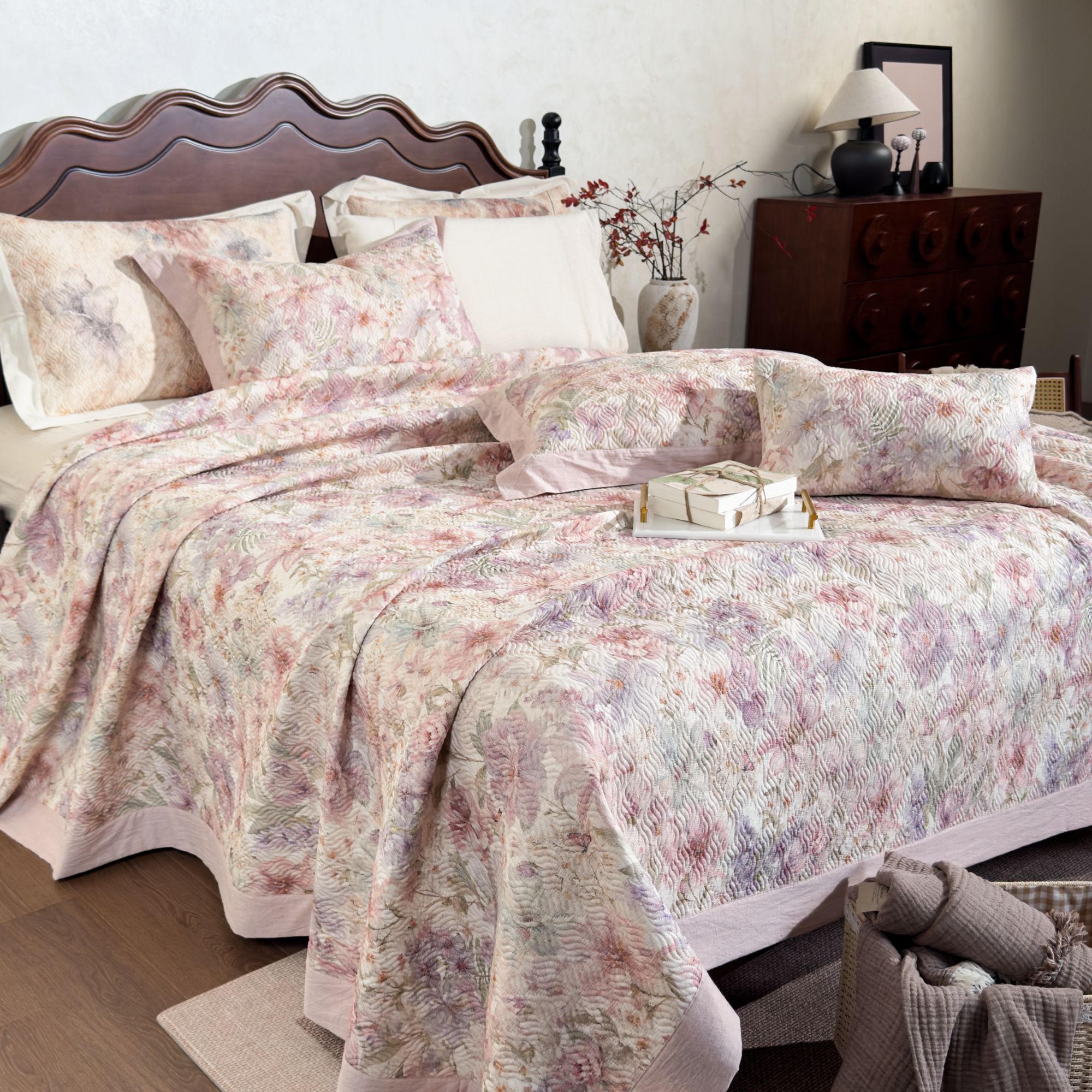 【晋帛】秋冬加厚床盖三件套一面棉麻一面绒数码印花牛奶绒双面床单