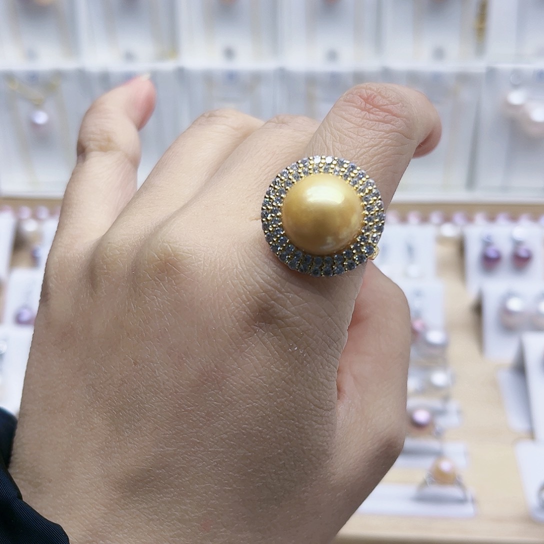 淡水珍珠戒指合金