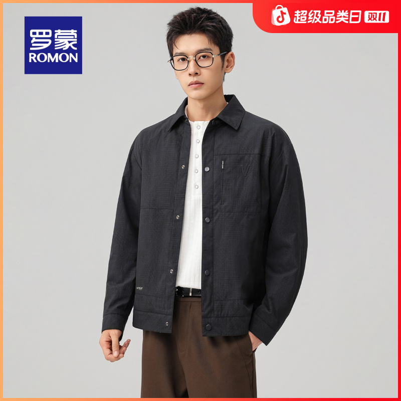 【含棉】罗蒙男士户外潮流百搭短款翻领夹克2025秋季新款休闲外套