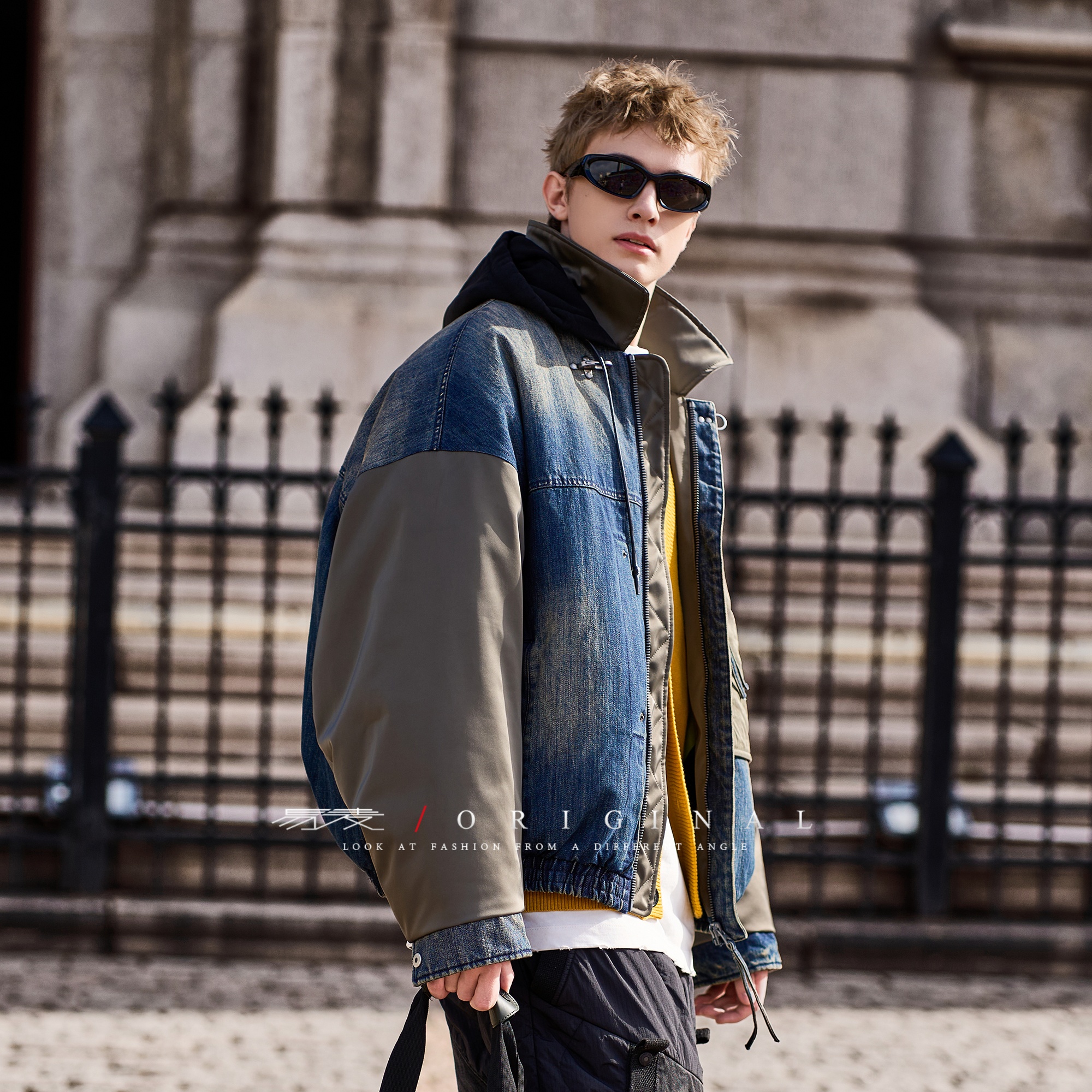 [ONEBOOM破价款]2025牛仔羽绒服拼接时尚潮流男休闲风外穿253219