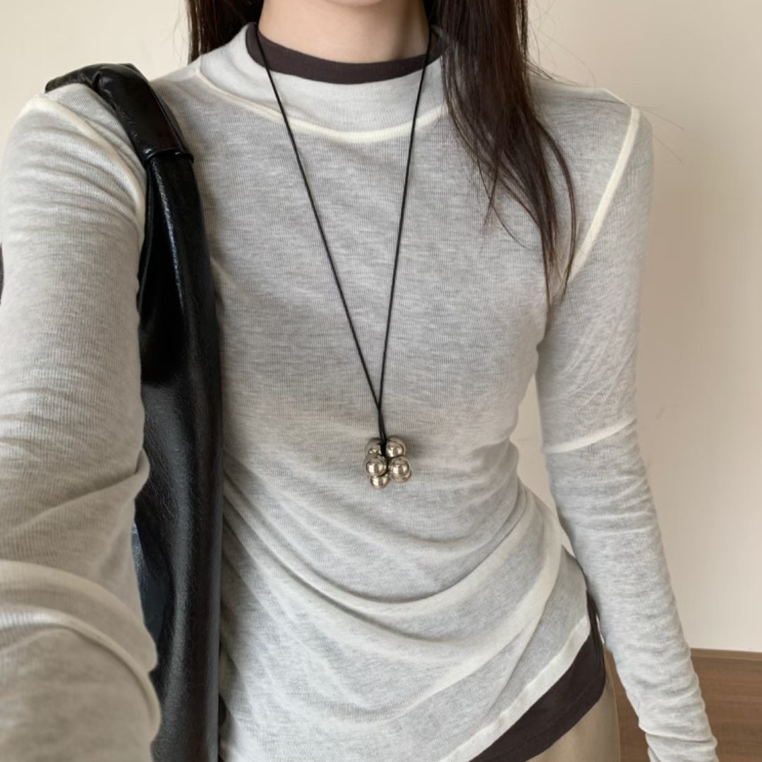 2025秋冬天丝羊毛小立领洋气百搭显瘦长袖高端打底