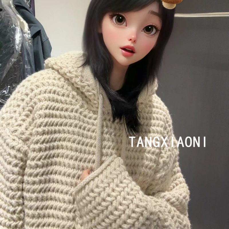 5店 米米自留慵懒【肌理华夫格】重磅韩韩两色大毛衣 潮牌女装
