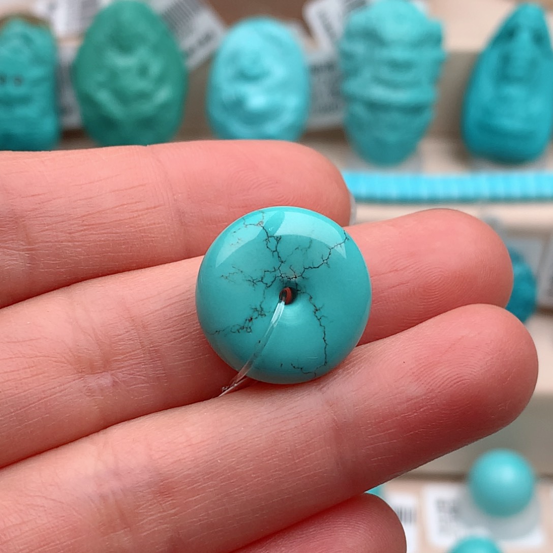 绿松石珠宝奇石未镶嵌17.8mm