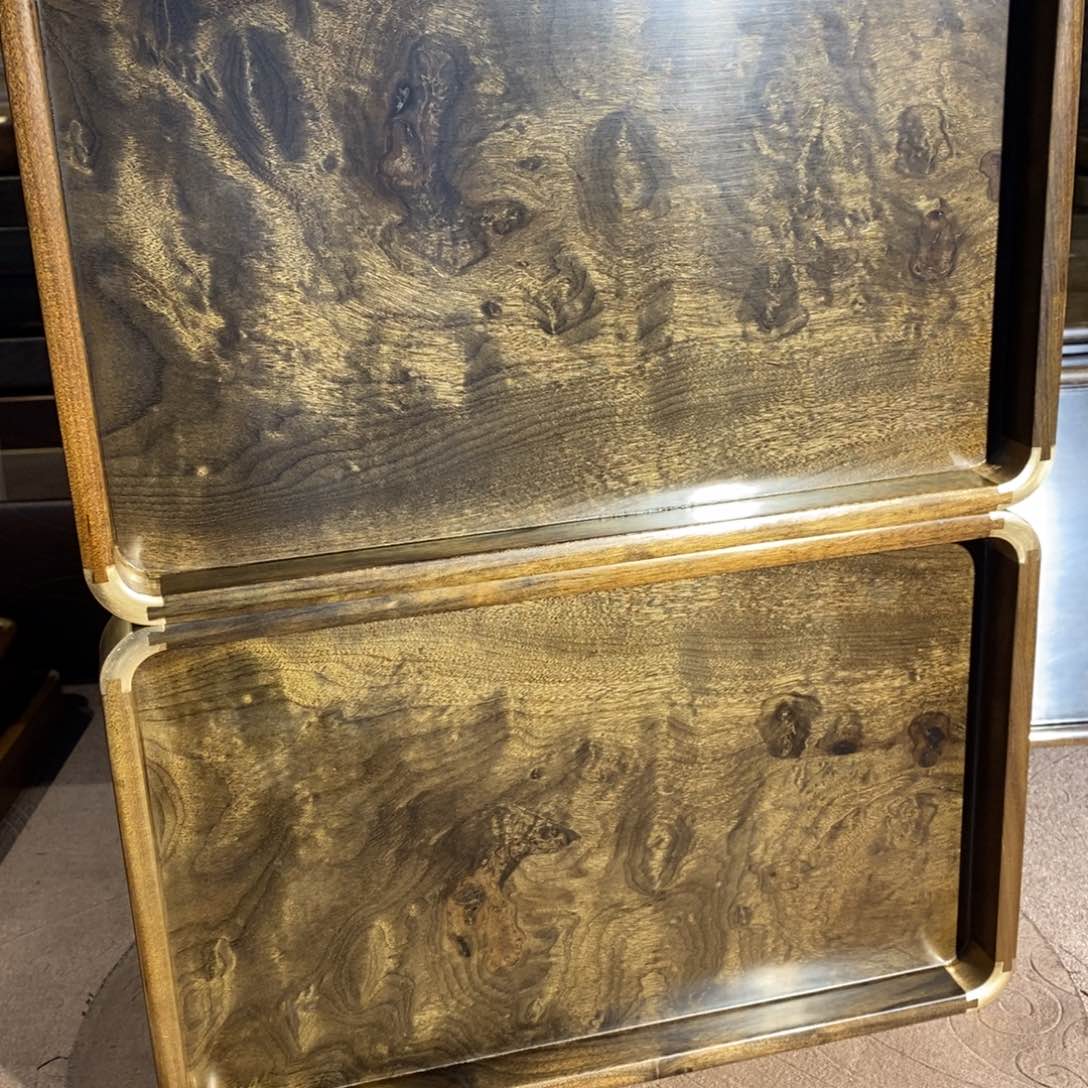 金丝楠一对金丝楠木文盘