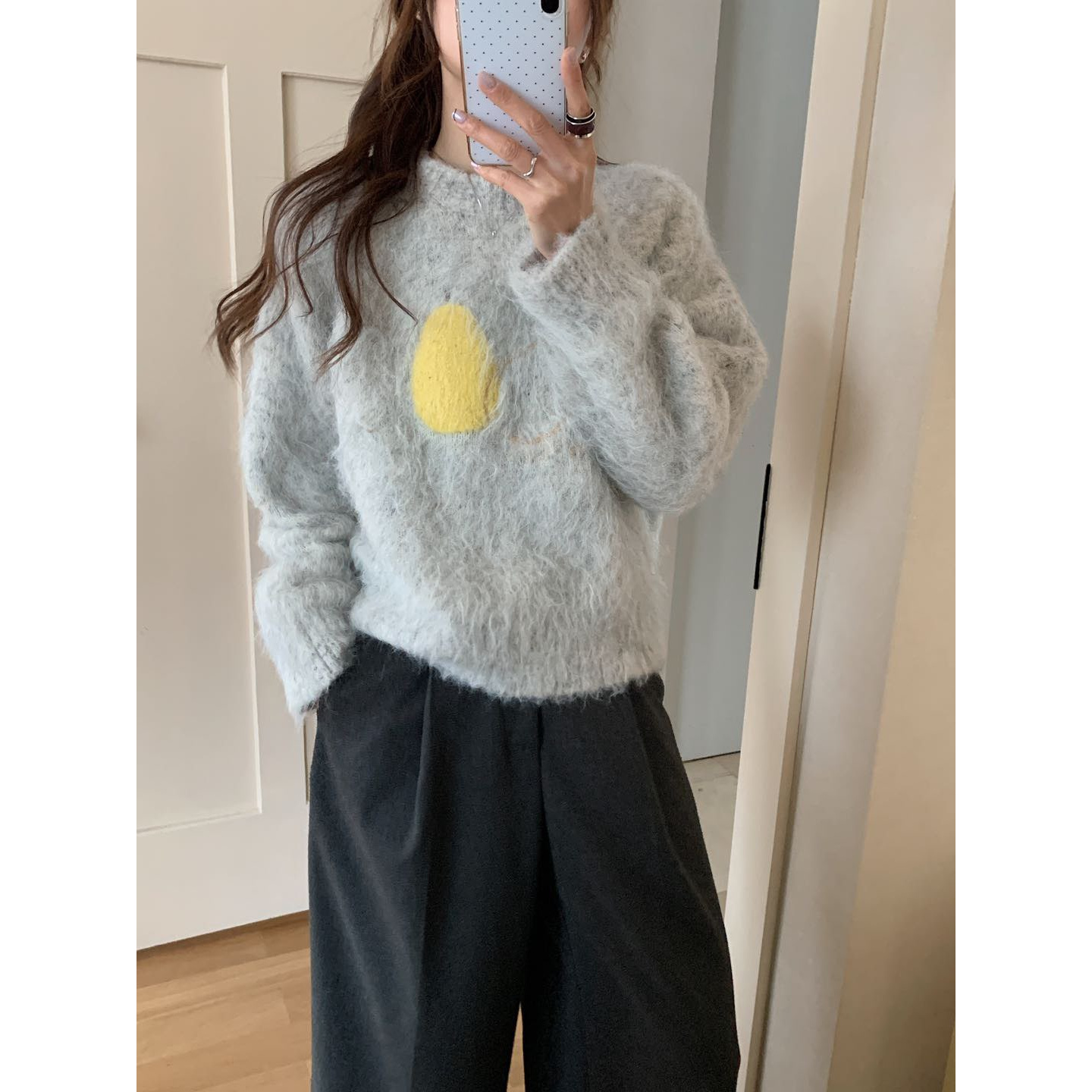 T3072 《雪梨来了》圆领水果梨子保暖针织毛衣女