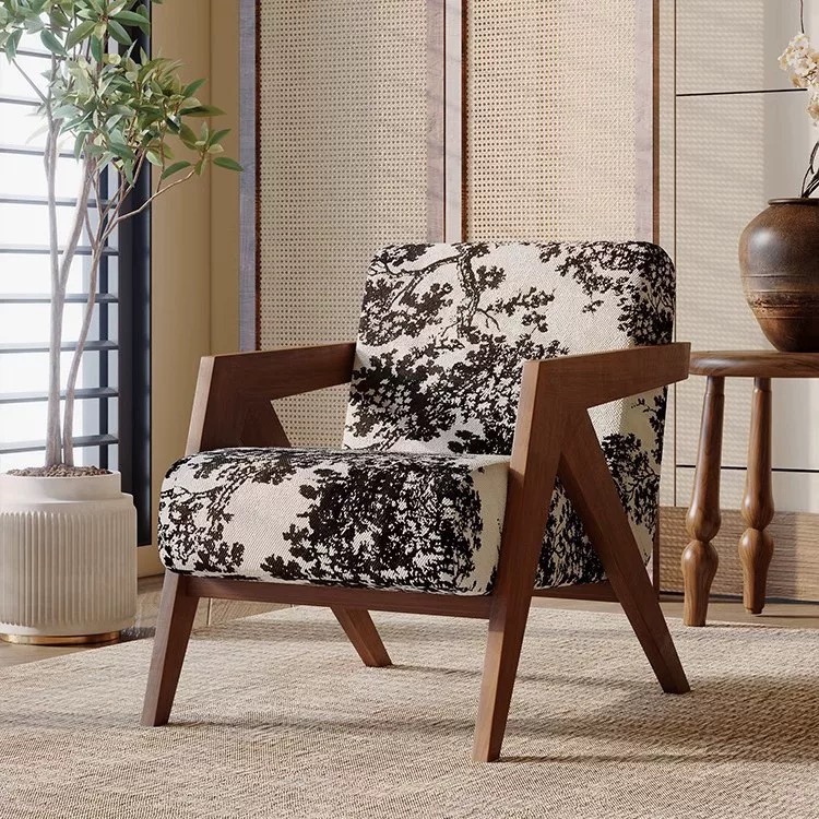 中古风理查德实木单人沙发椅侘寂民宿酒店客厅阳台椅设计师逍遥椅