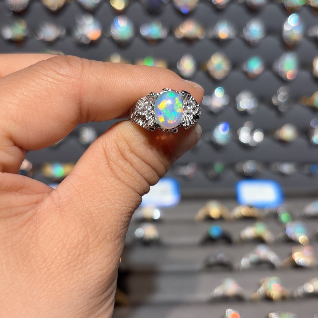 欧泊戒指银S925镶嵌戒指