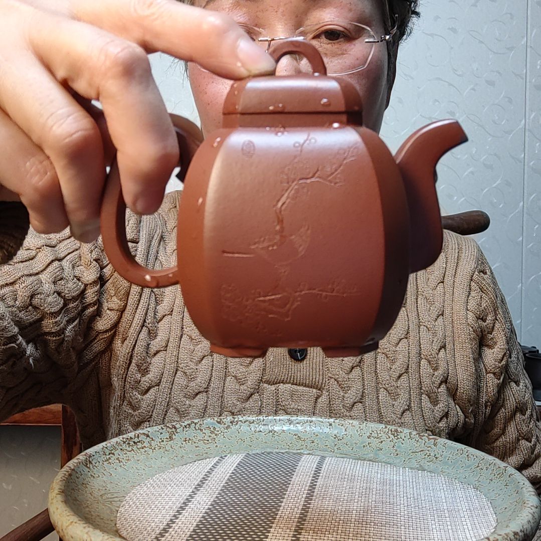 紫砂茶壶大红袍福临八方200