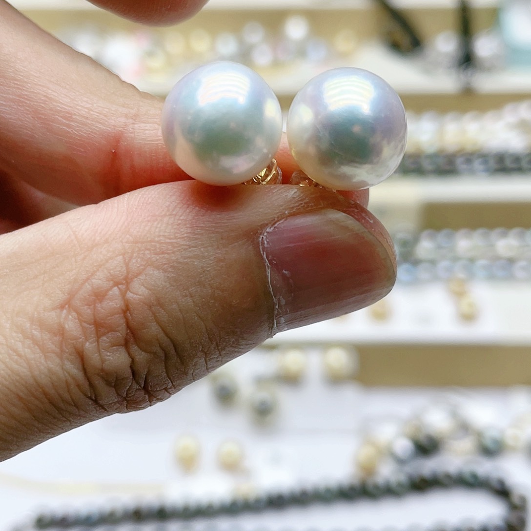 银S925镶嵌淡水珍珠耳饰