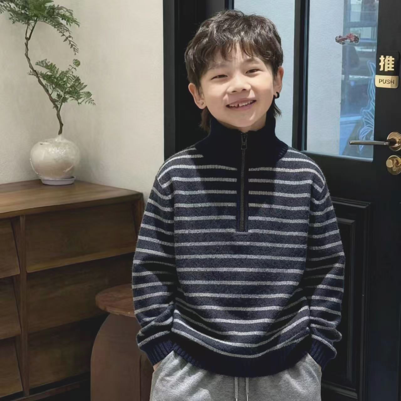 【5级抗起球】加绒男童毛衣新款软糯加厚保暖针织衫中大童半高领