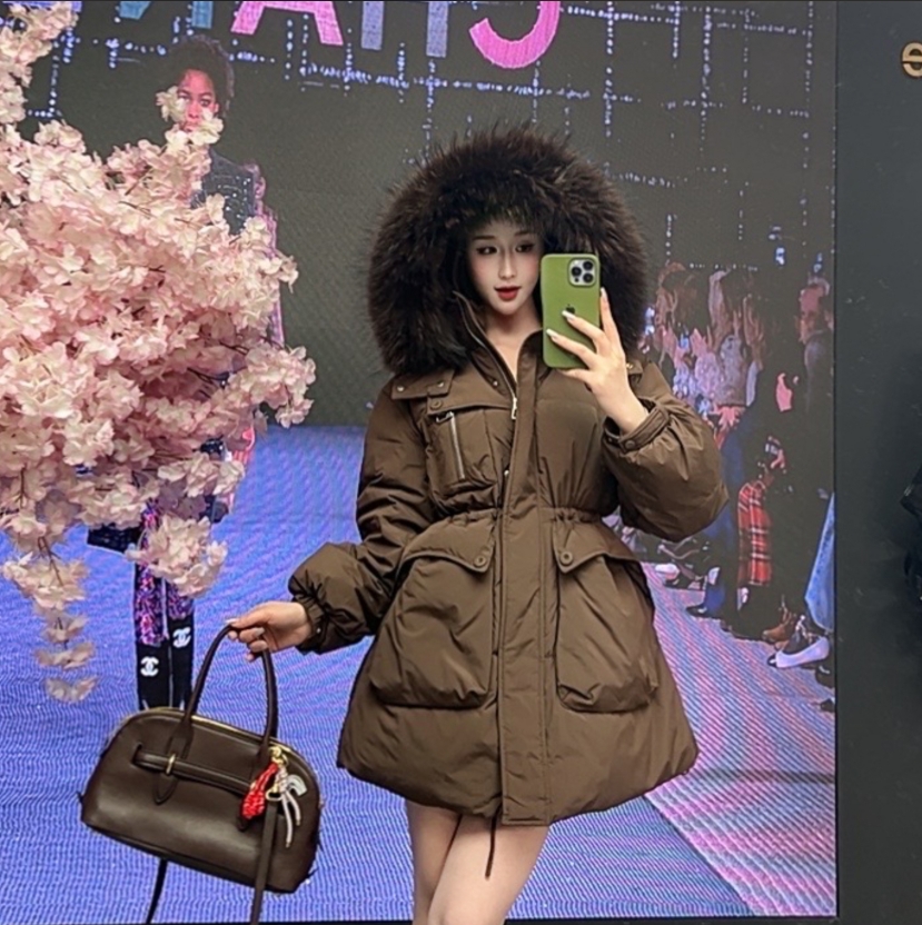 【8597】短款鸭绒服貉子毛领新款白鸭绒冬季加厚大被子外套8597