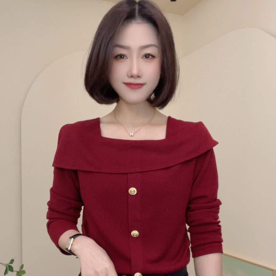 6030秋季新款潮流纯色长袖时尚休闲T恤气质女士修身小衫百搭