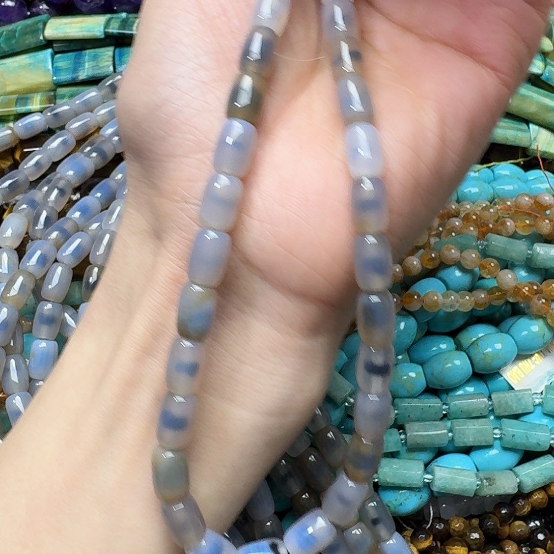 玛瑙/玉髓合金珠宝半成品一条8x11mm糖心玛瑙管珠