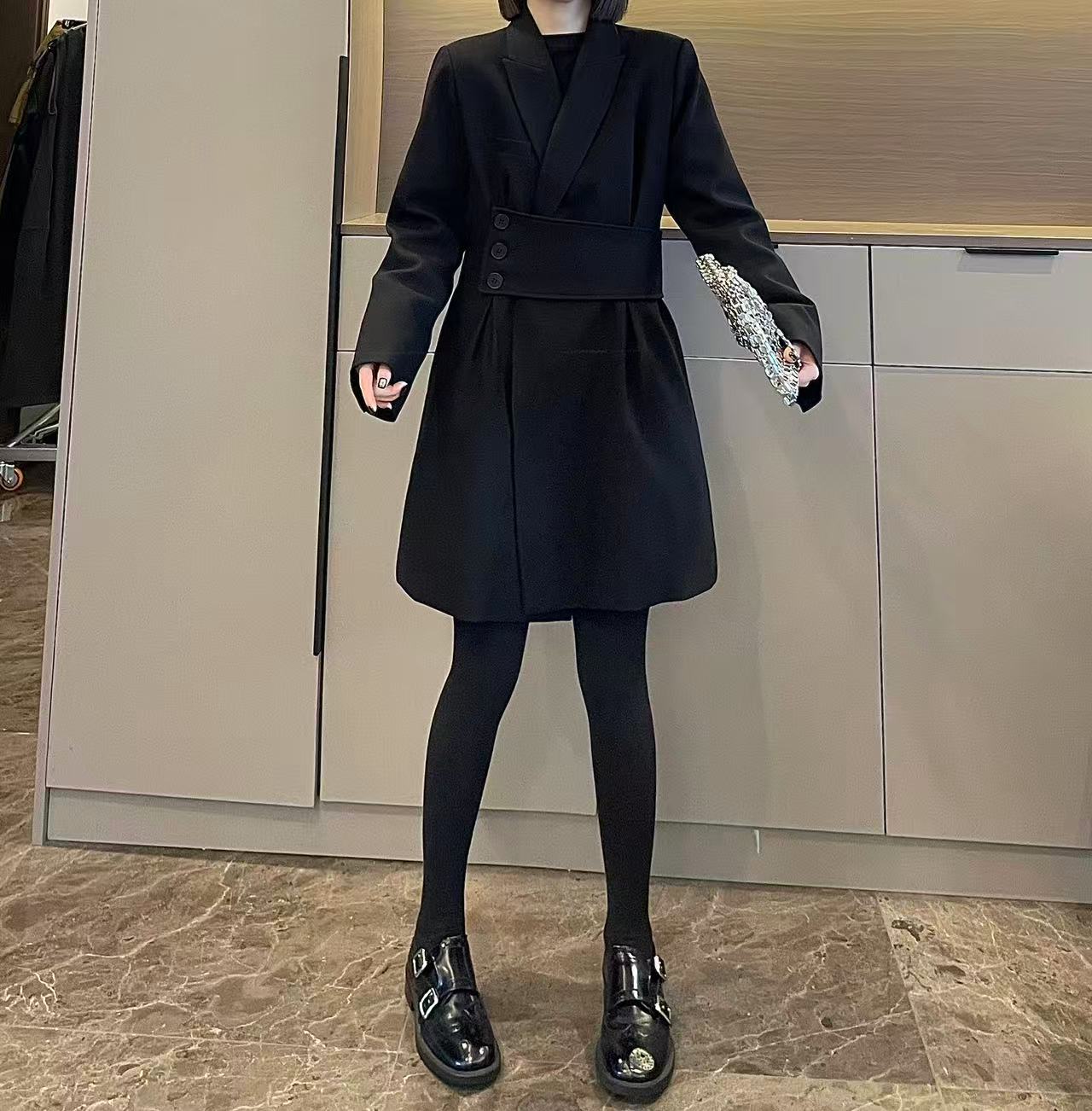 米可/MK-2998ZJ【可调节收腰夹棉连衣裙】时尚冬季新款夹棉连衣裙