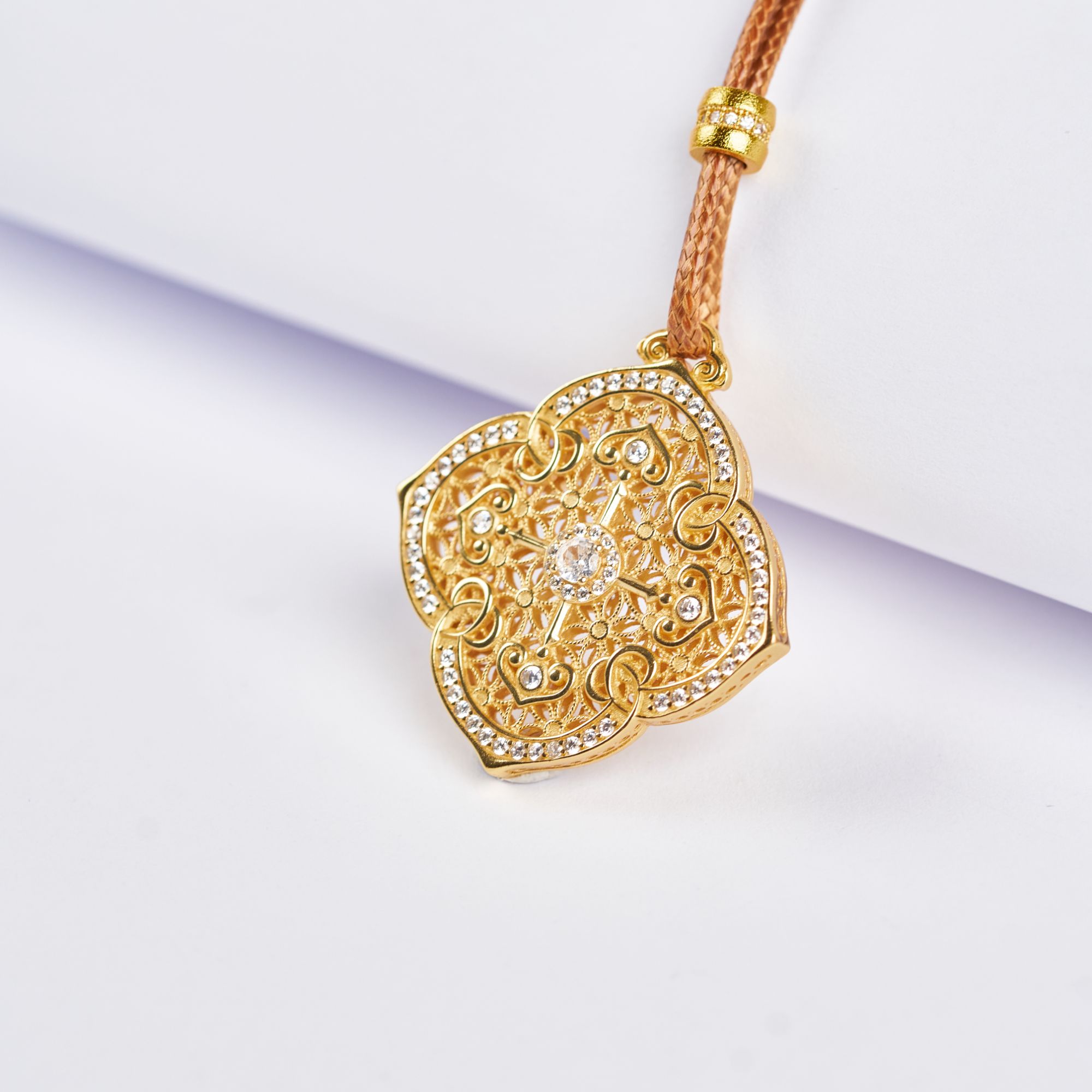 925银银制品 L925银银制品 【玉氏珠宝】925银镂空点钻四叶草吊坠