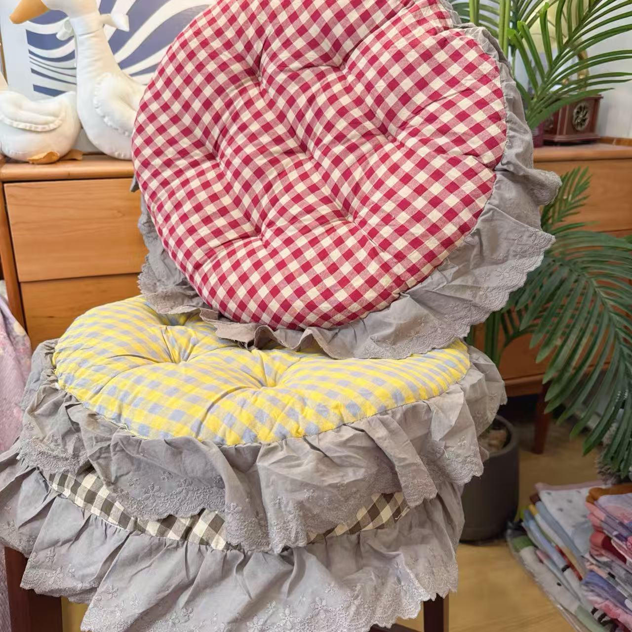 【坐垫蒲团】田园风花边坐垫椅子座垫加厚家用地板座垫多功能