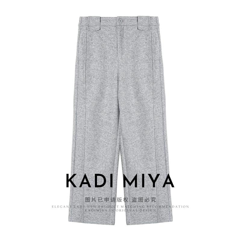 KADIMIYA【巴黎1966】经典绵羊毛老钱风显瘦烟管毛呢裤休闲长裤