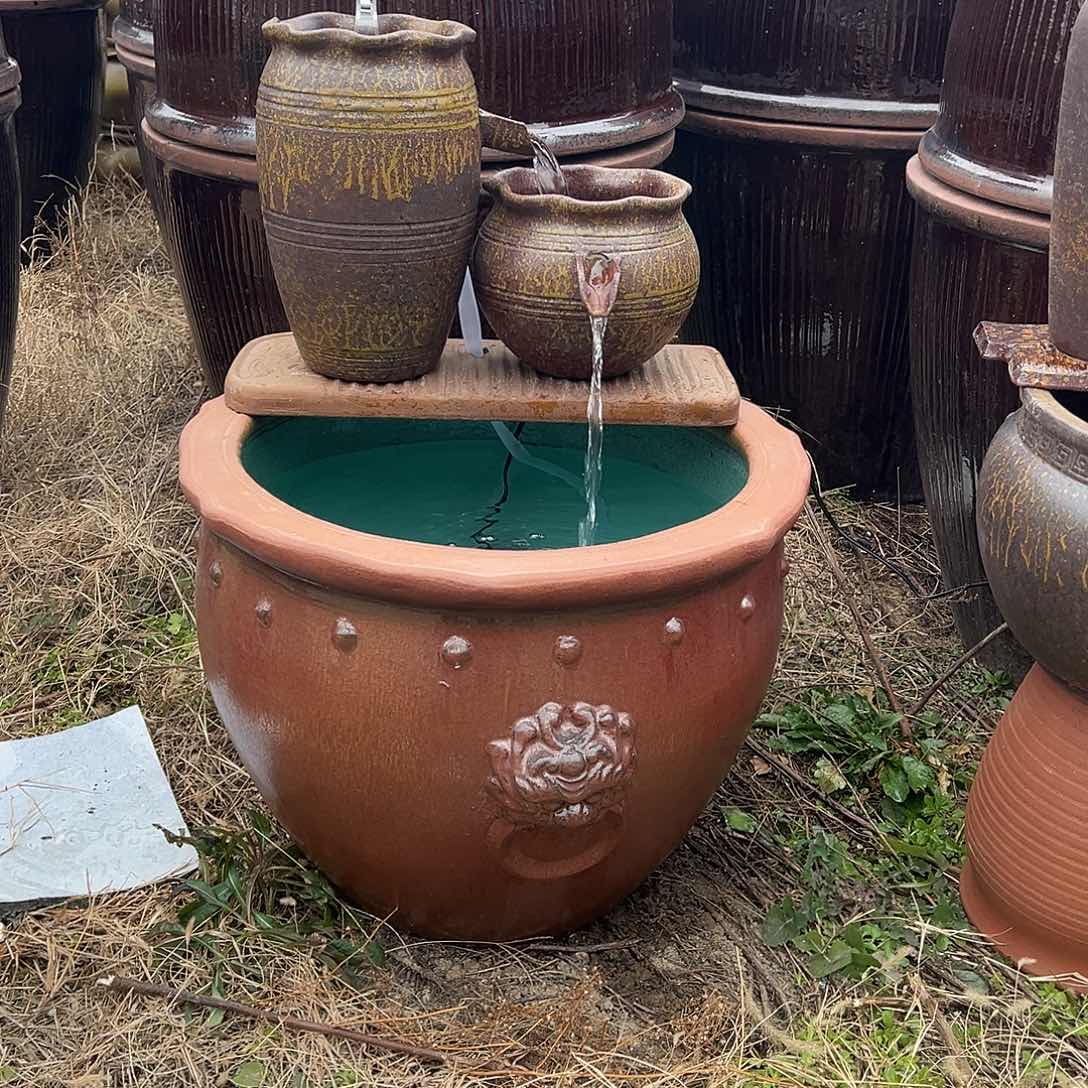 紫砂花盆整套流水罐