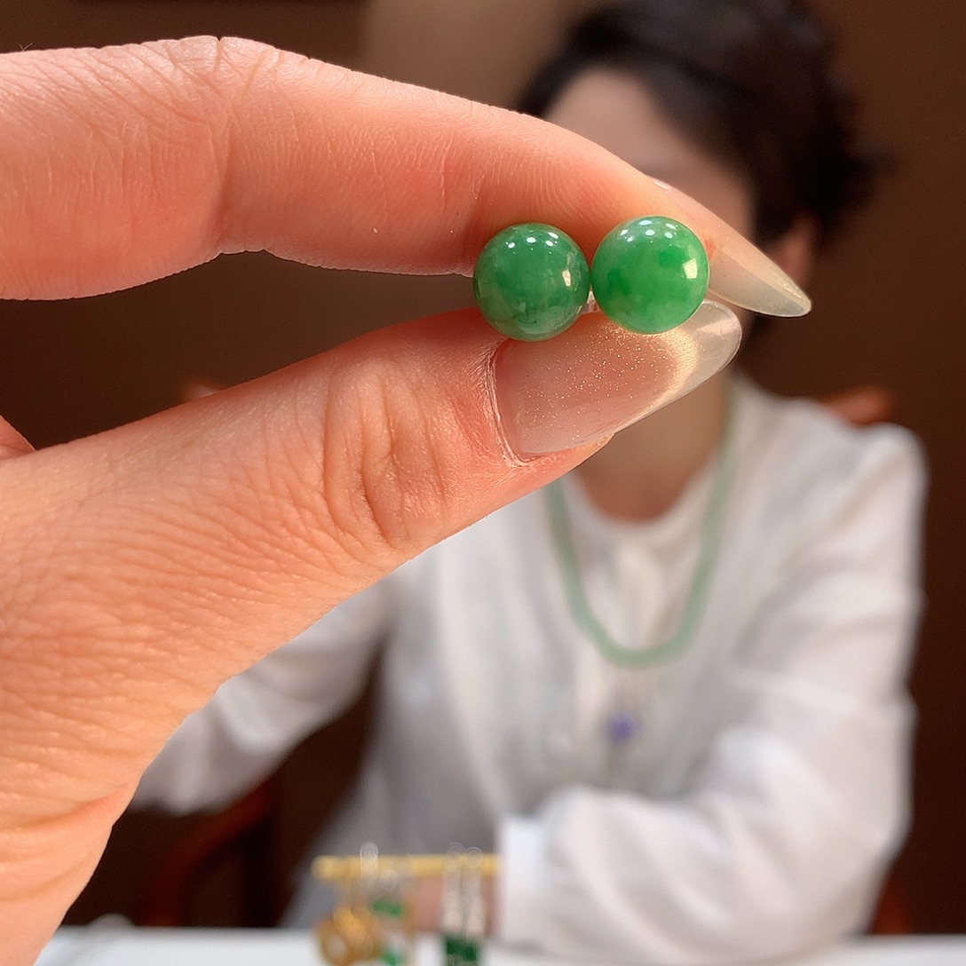 翡翠18K金镶嵌耳饰耳饰