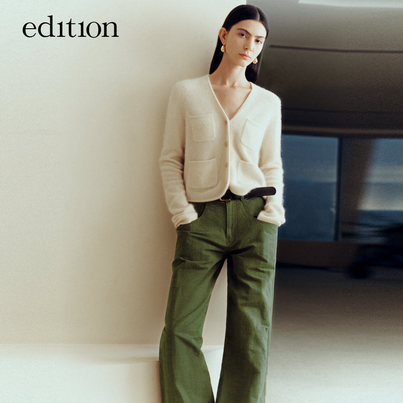 【赵老板专属】edition毛衣外套气质V领貉绒毛织开衫#EBD1CART05