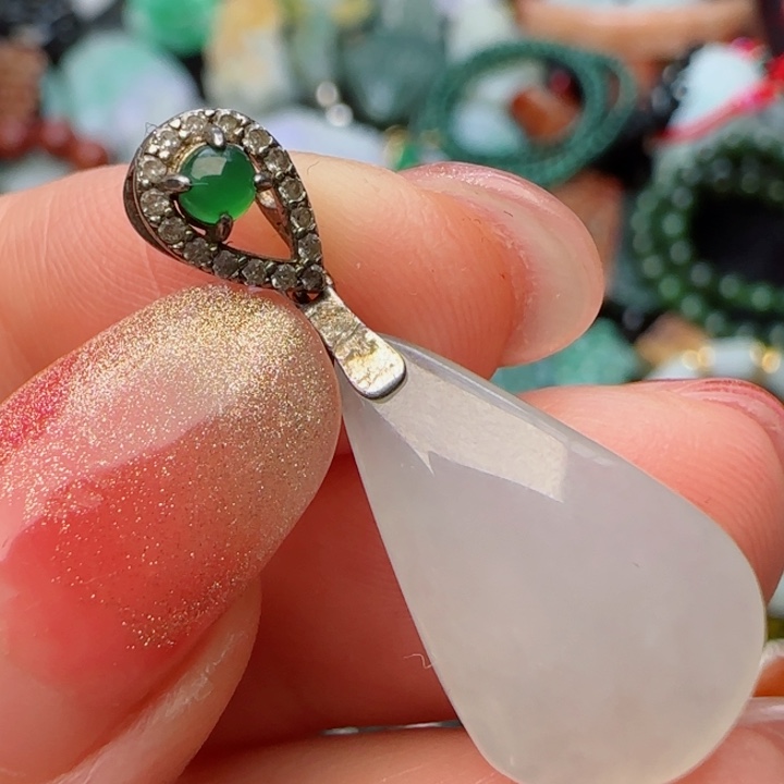 翡翠颈饰银S925镶嵌天然A货86