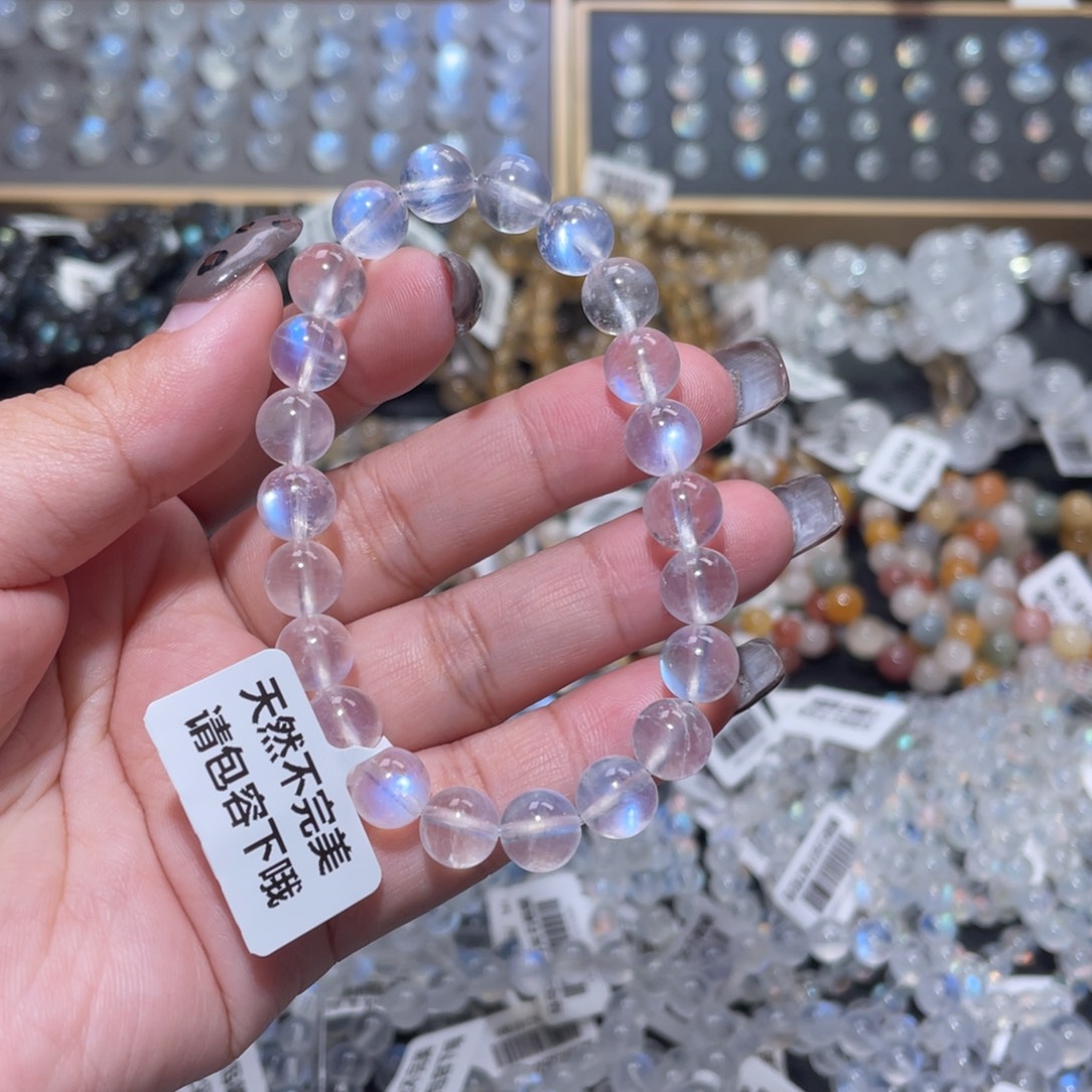 ****未镶嵌手链长石蓝月光手链8mm