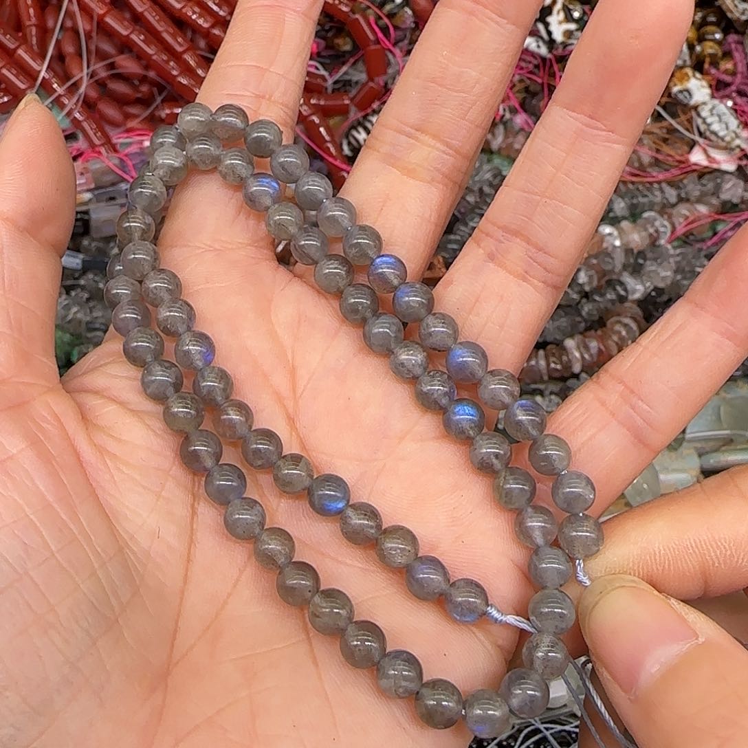 玛瑙/玉髓合金珠宝半成品灰月光5mm一条