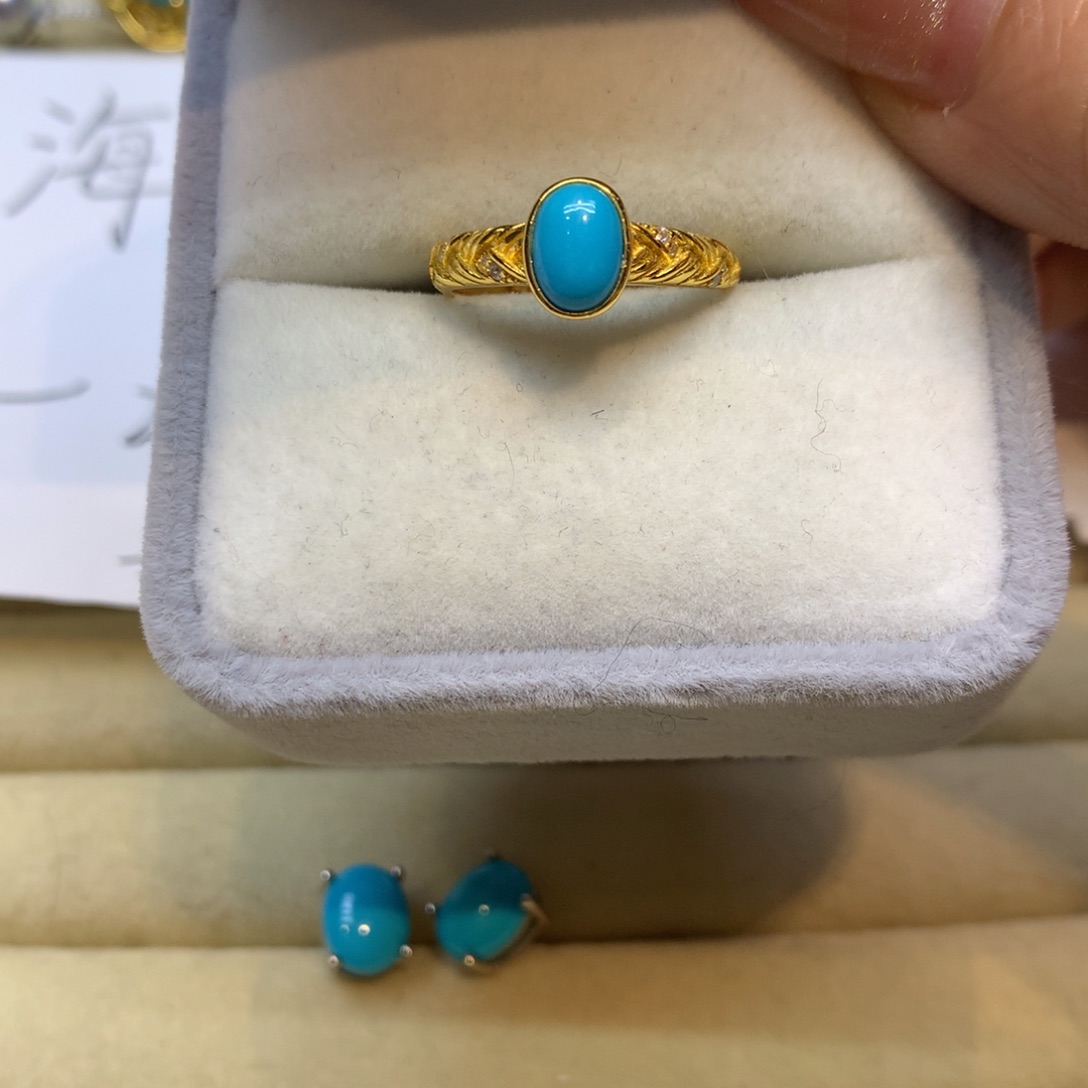 银S925镶嵌绿松石戒指