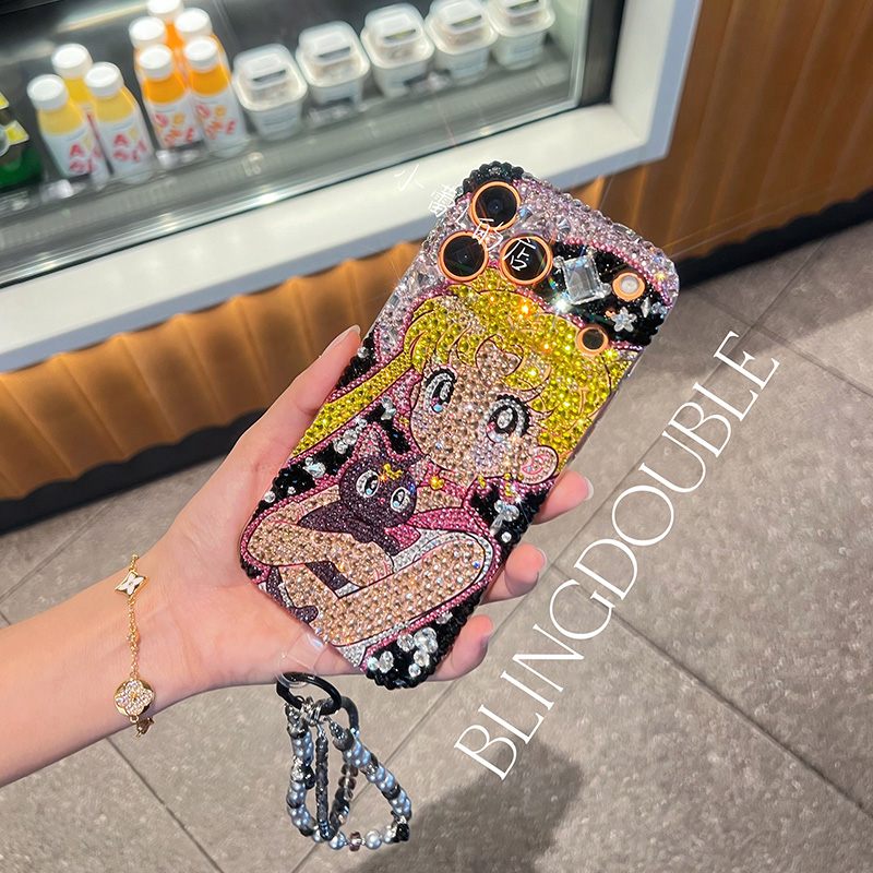 水冰月美少女满钻水钻14手机壳15适用16pro苹果17promax华为mate