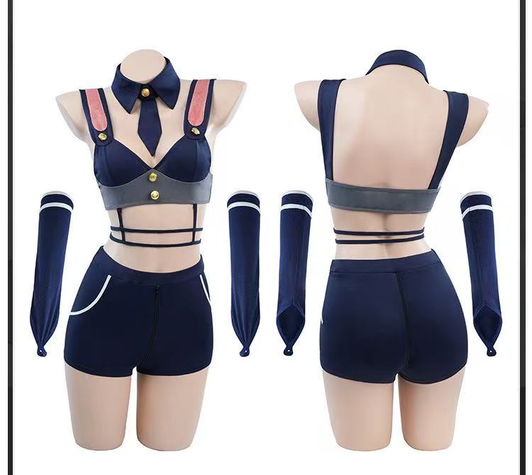 性感短款镂空睡裙蓝色连体衣时尚韩版