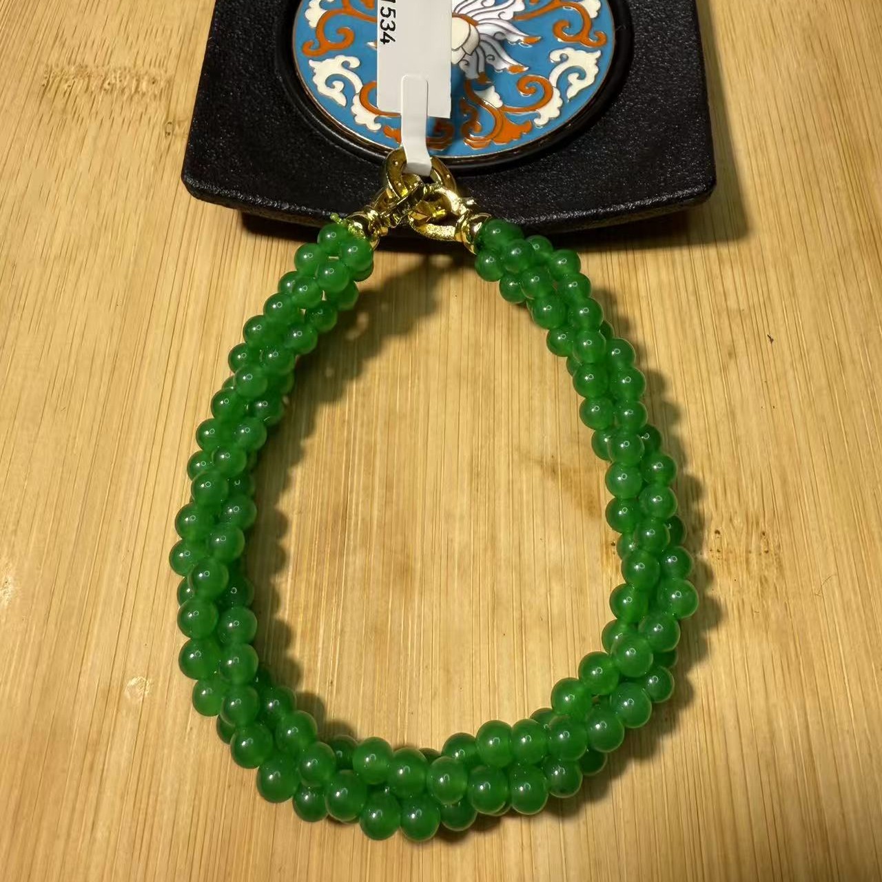 A1534翡翠阳绿14k扣头手链