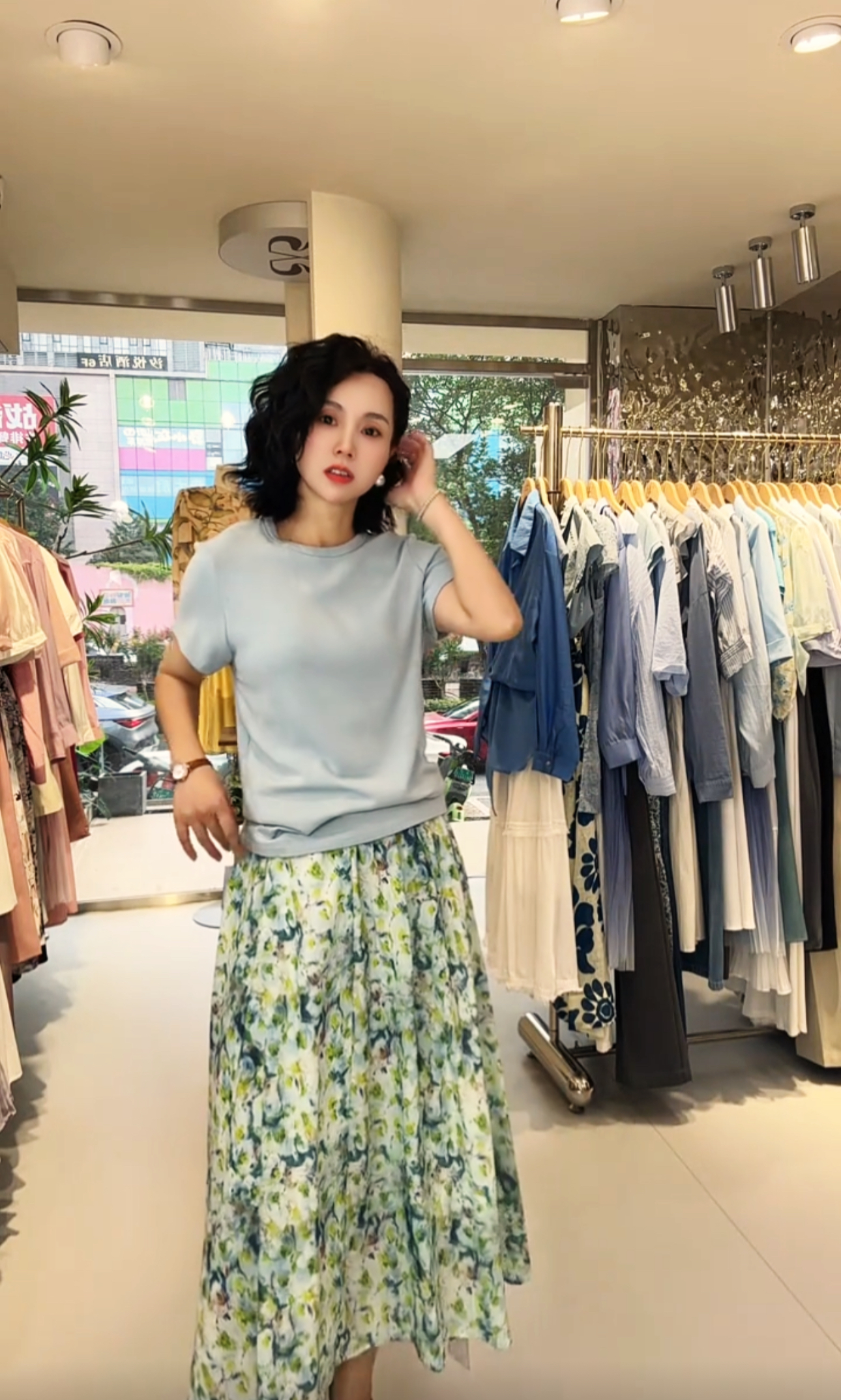 677*垂感高支苎麻A字中长半身裙